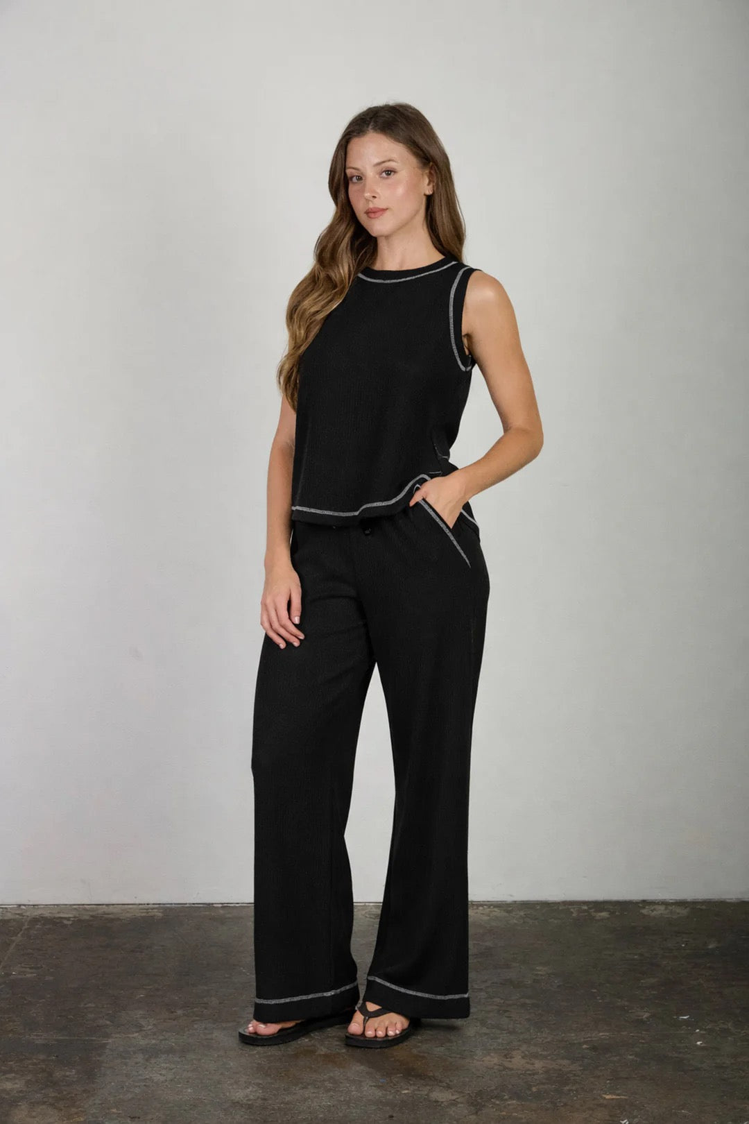 Ribbed Knit Lounge Pant Set