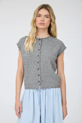 RAW EDGE SLEEVELESS LIGHTWEIGHT CARDIGAN