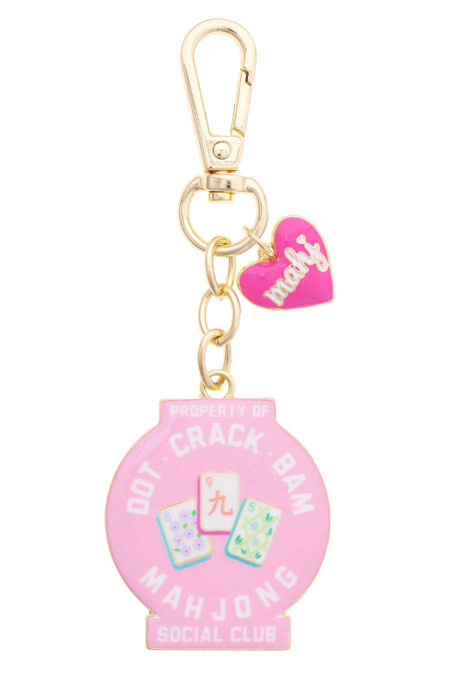 Dot Crack Bam Social Club Enamel Bag Charm in Light Pink