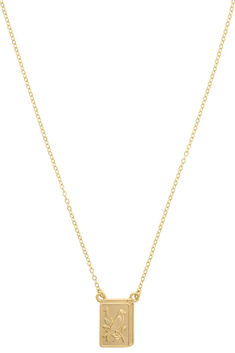 Bird Bam 24K Plated Tile Necklace