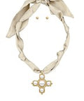 Baraque Cross Pendant Scarf Necklace