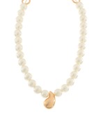 Pearl w Shell Pendant Necklace