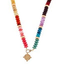 Pave Coin Stone Beaded Necklace