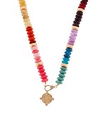 Pave Coin Stone Beaded Necklace