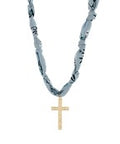 Hammered Skinny Cross Pendant Scarf Necklace