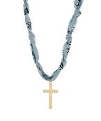 Hammered Skinny Cross Pendant Scarf Necklace