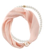 Solid Scarf & Pearl Magnetic Necklace
