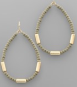 Olive Wood Beads Teardrop Earrings.