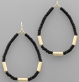 Black Wood Beads Teardrop Earrings.