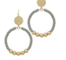 Gray Wood Beads Circle Hoops.
