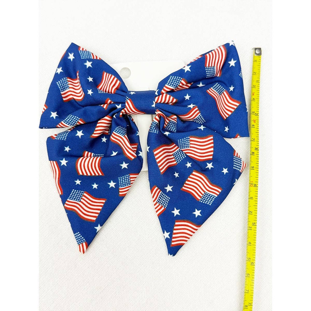 Love and Repeat - American Flag Bow Hair Clip Set