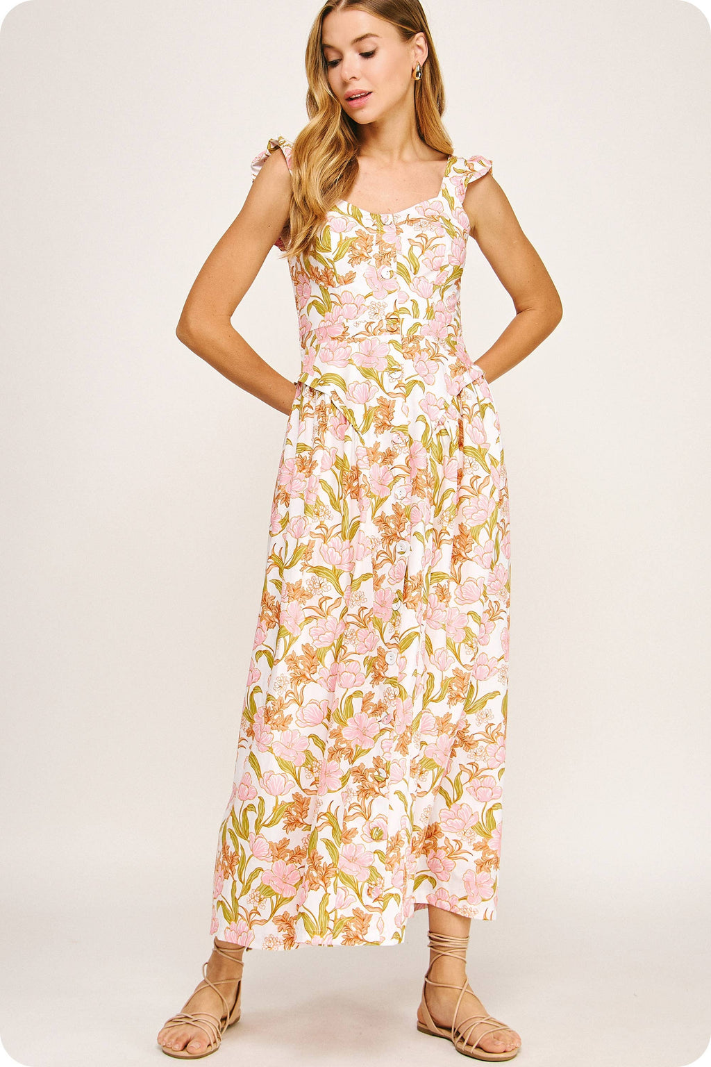 Strut & Bolt - Floral Fit and Flare Maxi Dress