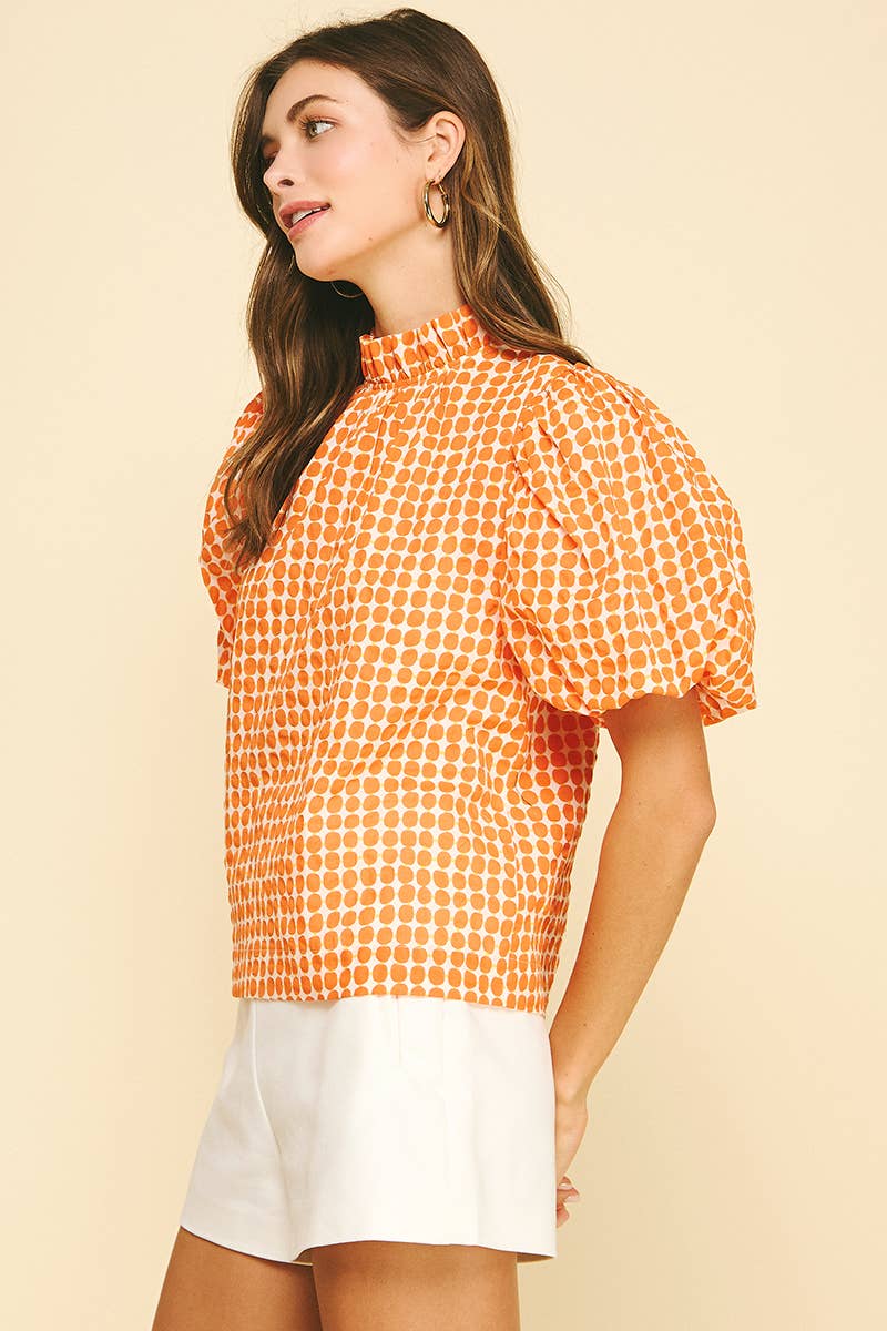 PINCH - POLKA DOT BLOUSE TOP WITH BUTTON DETAIL - 6570TA