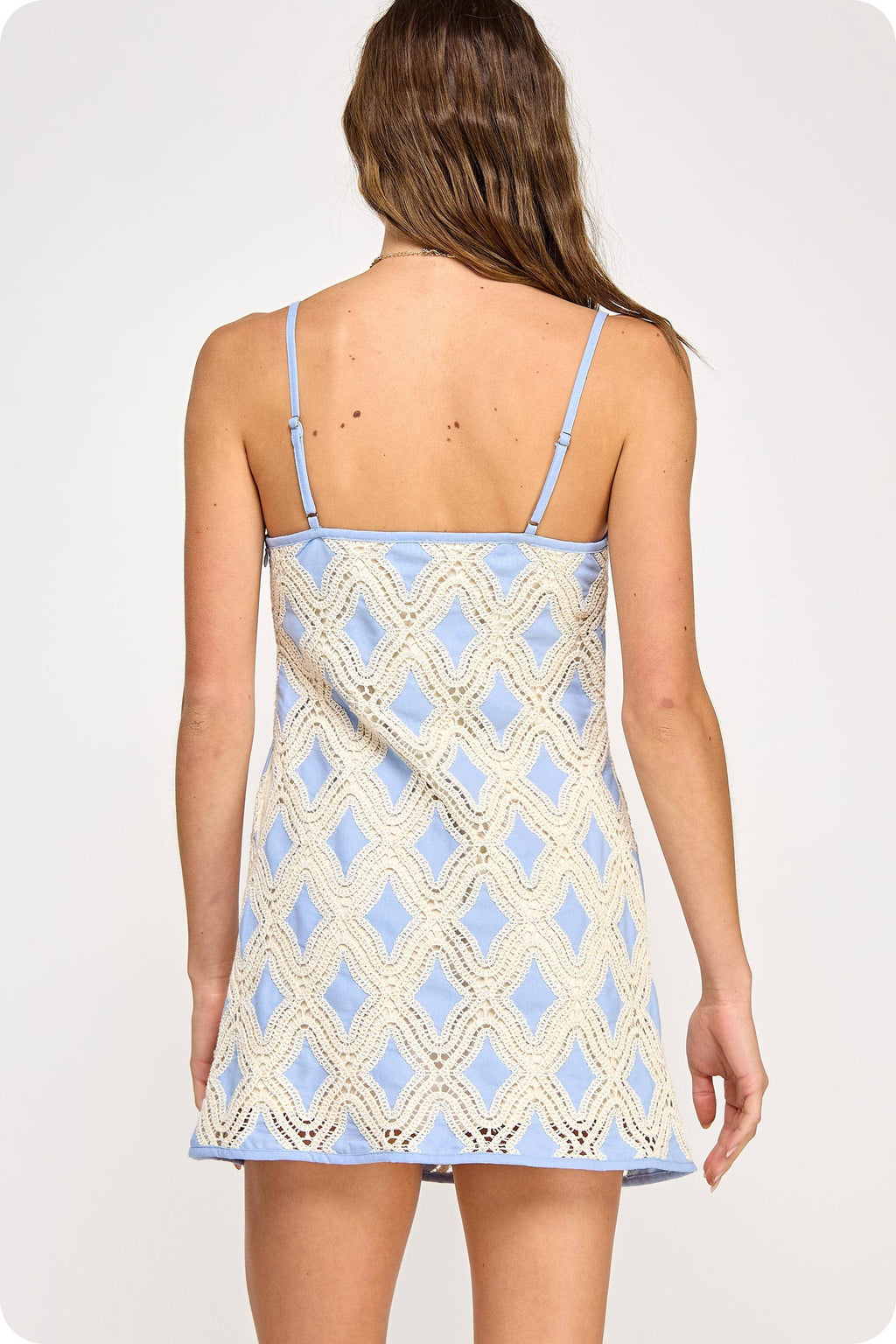 Strut & Bolt - Contrast Diamond Crochet Mini Dress