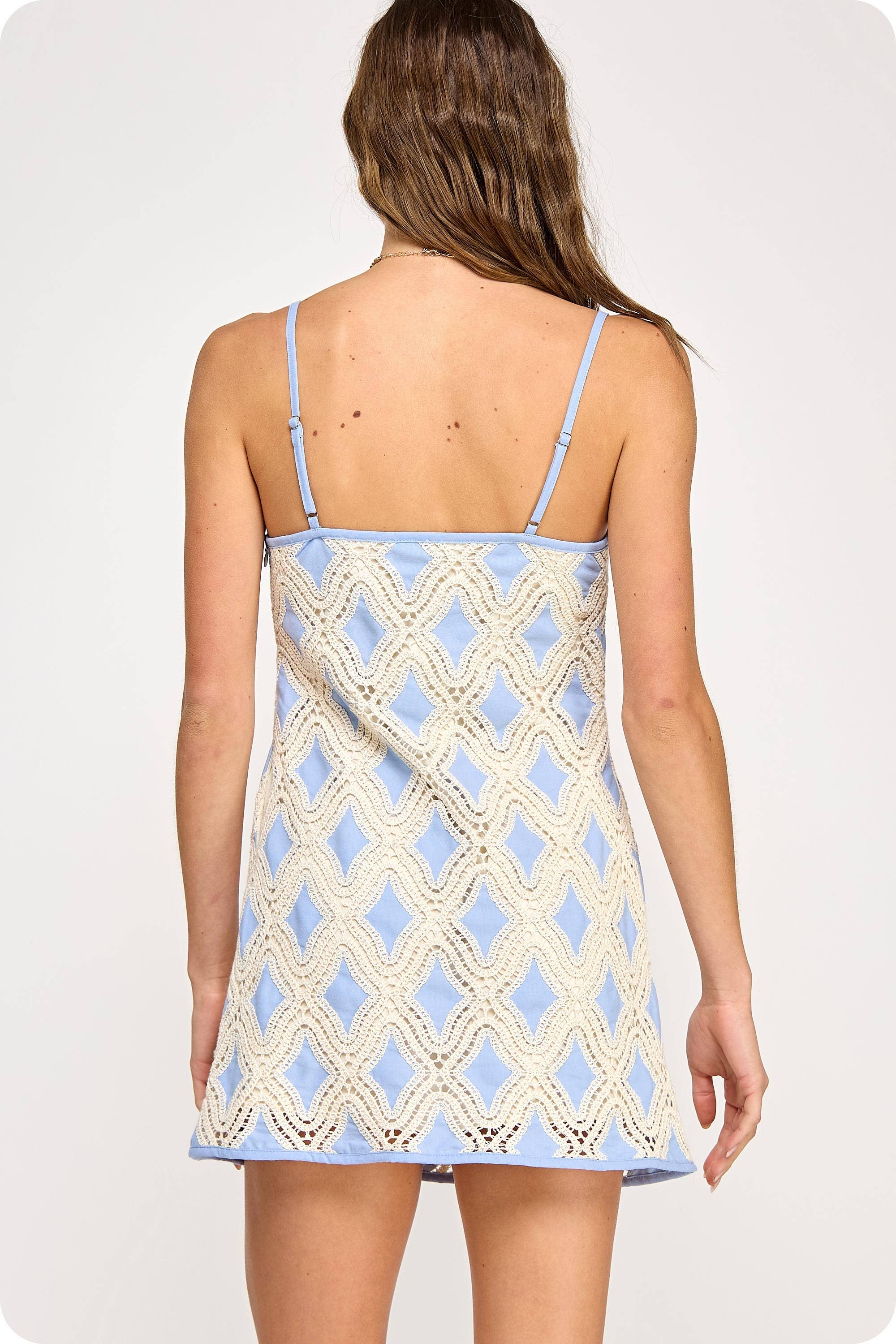 Strut & Bolt - Contrast Diamond Crochet Mini Dress