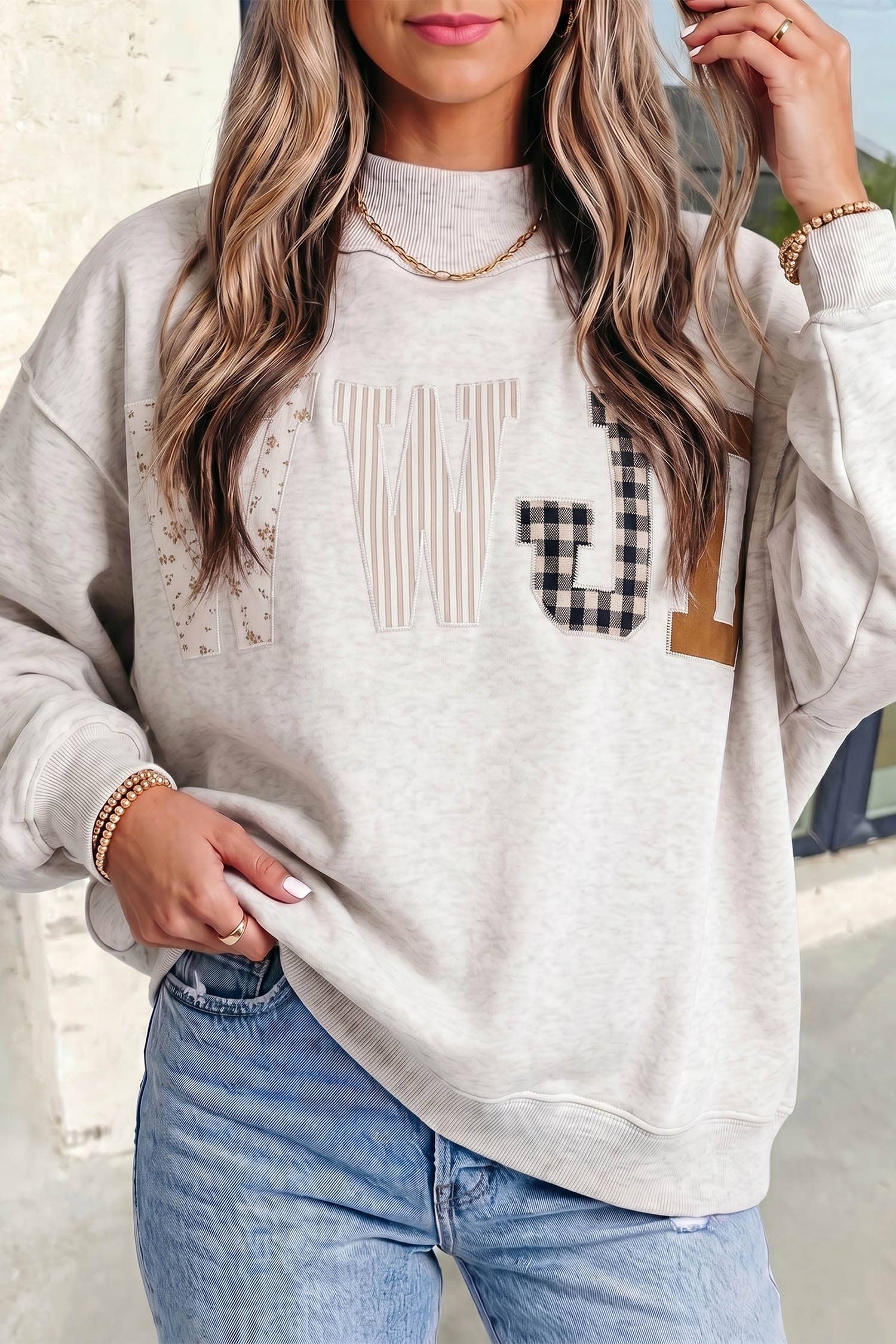 Aapparella - WWJD Embroidered Patch Mock Neck Sweatshirt | S-4X
