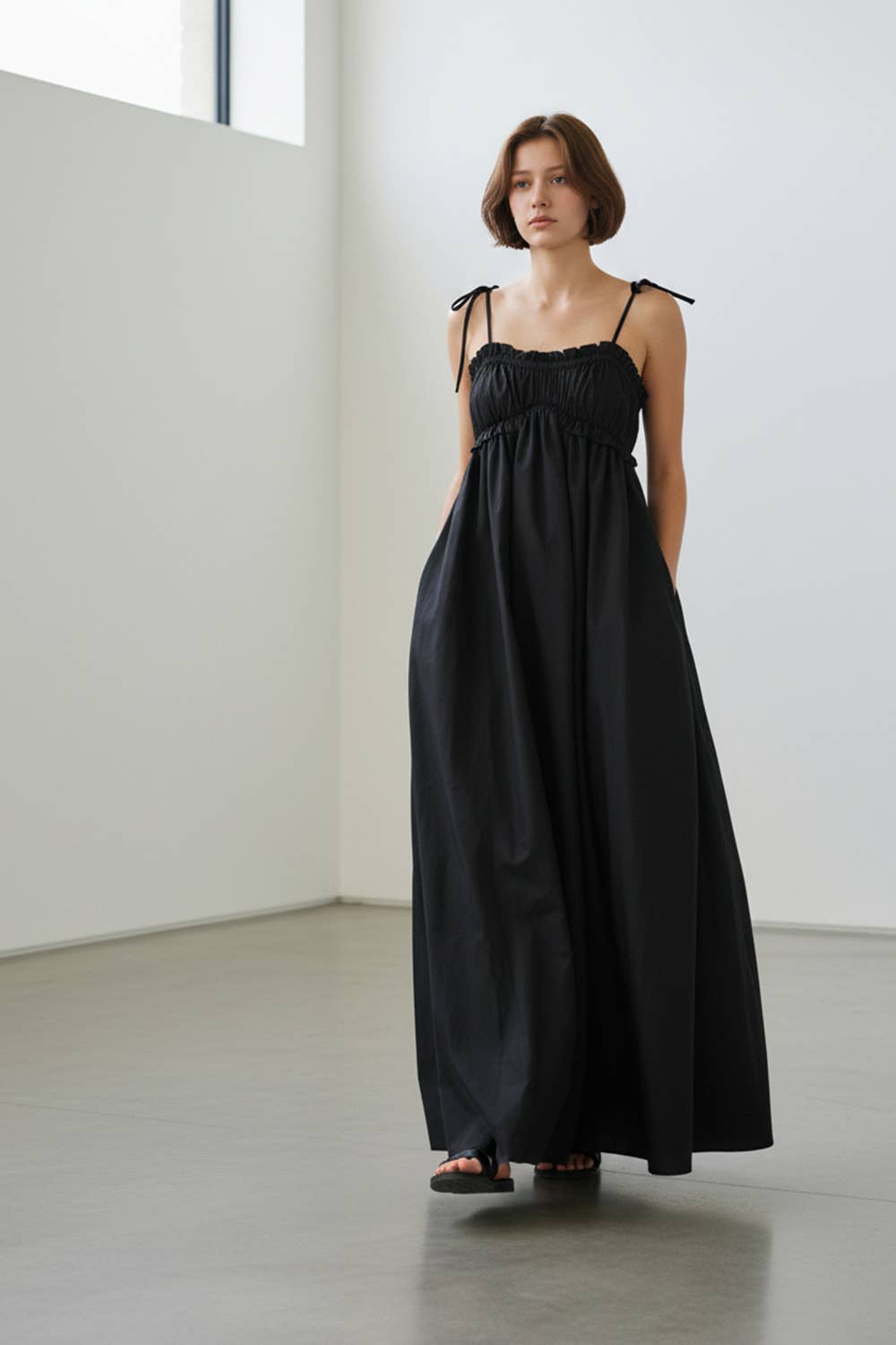 Smocked Bodice Cotton Maxi Dress