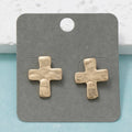 Vintage Metallic Cross Stud Earrings
