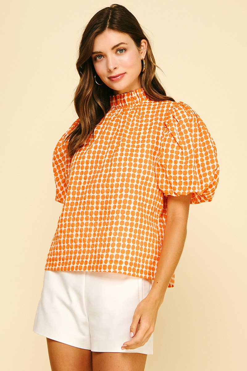 PINCH - POLKA DOT BLOUSE TOP WITH BUTTON DETAIL - 6570TA