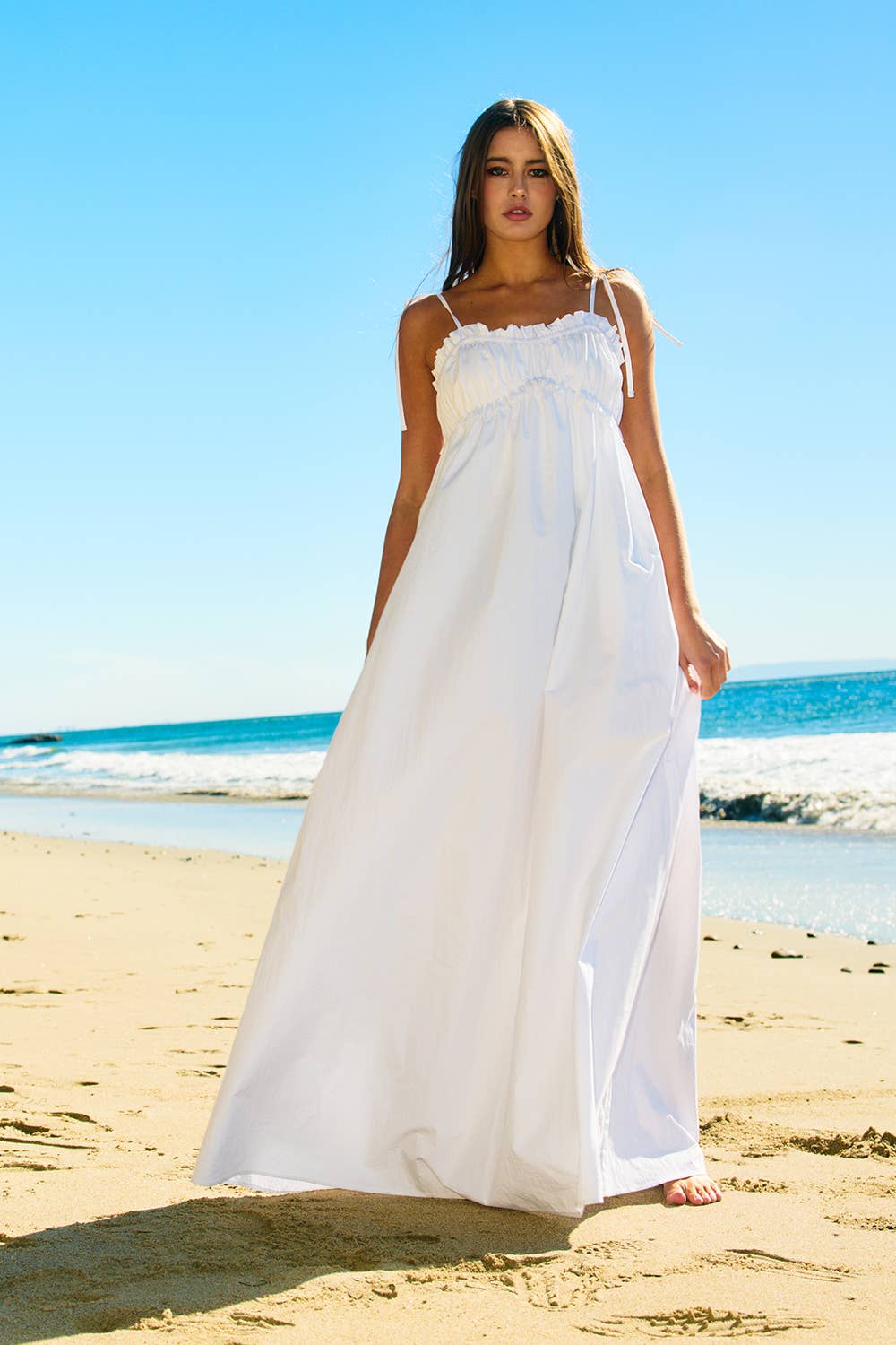 Smocked Bodice Cotton Maxi Dress