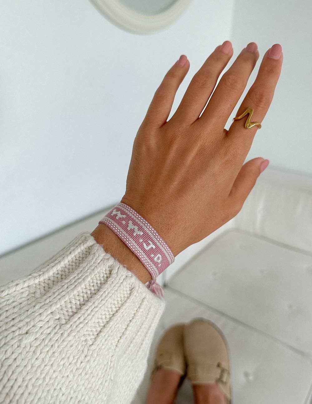 Elevated Faith - Pink WWJD Embroidered Bracelet