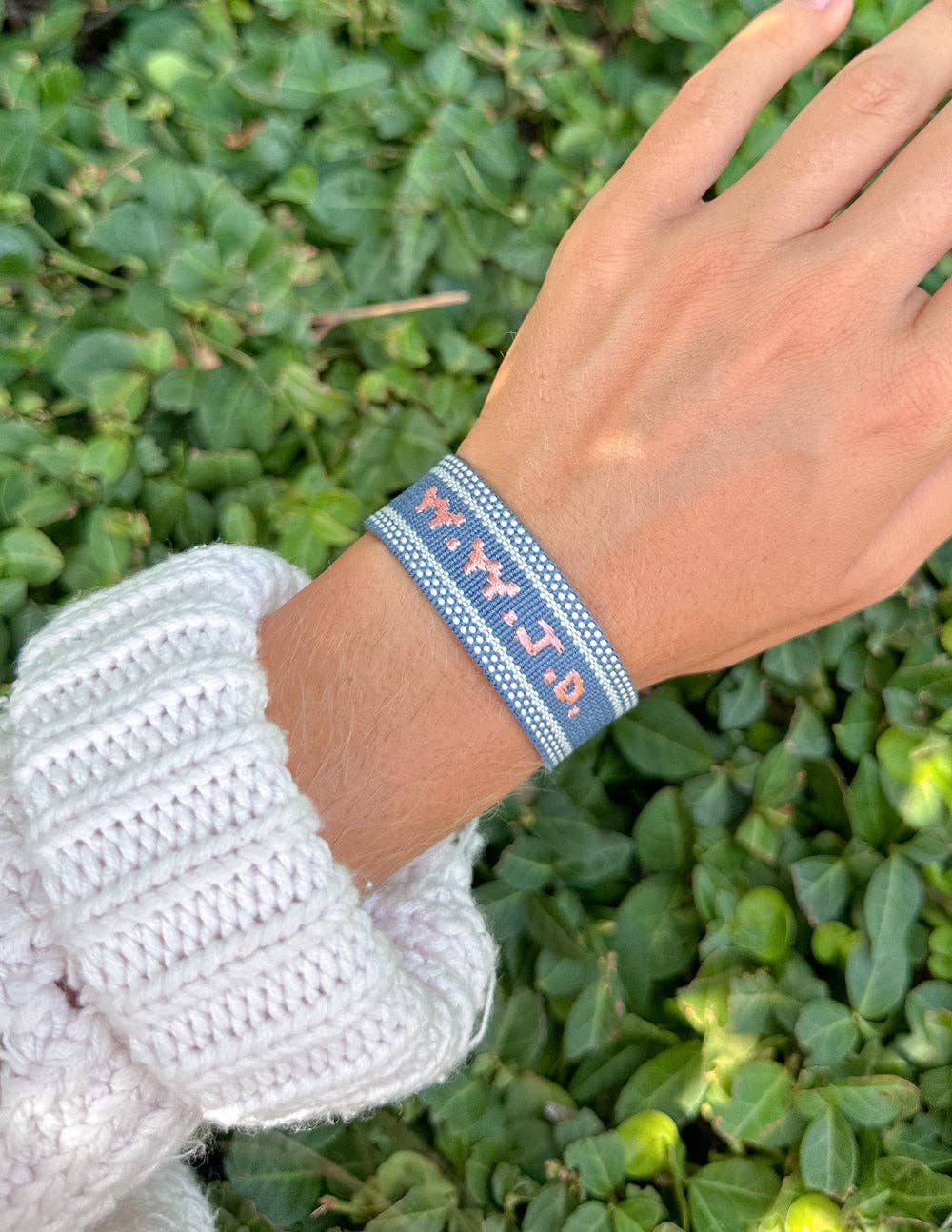 Elevated Faith - Blue WWJD Embroidered Bracelet