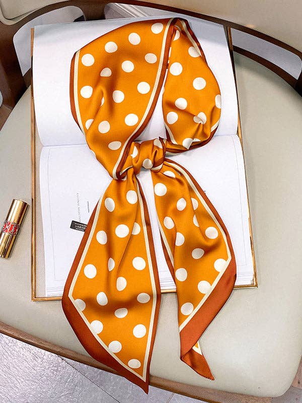 Sheer Trend - Vintage Polka-Dot Striped Printed Scarf