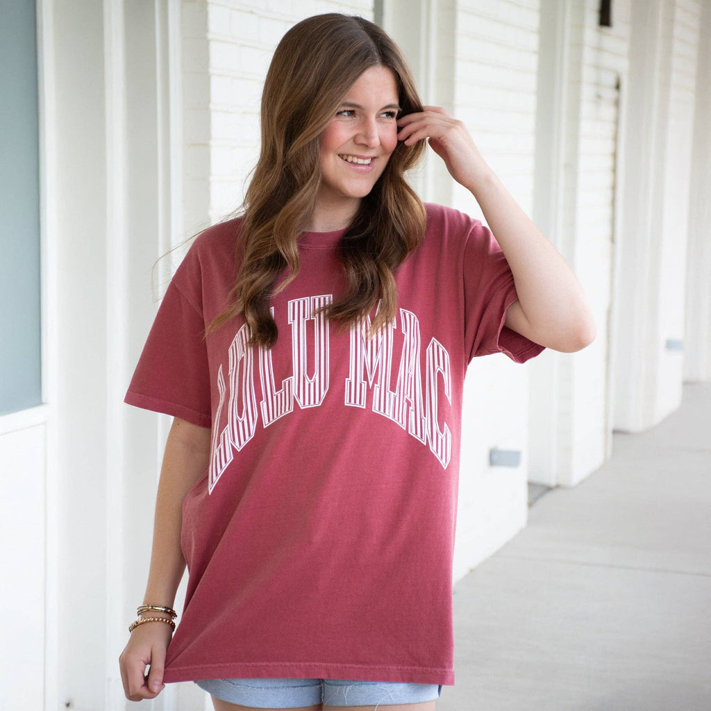 Girlie Girl Originals - Stripe Adult Crimson Comfort Colors Tee