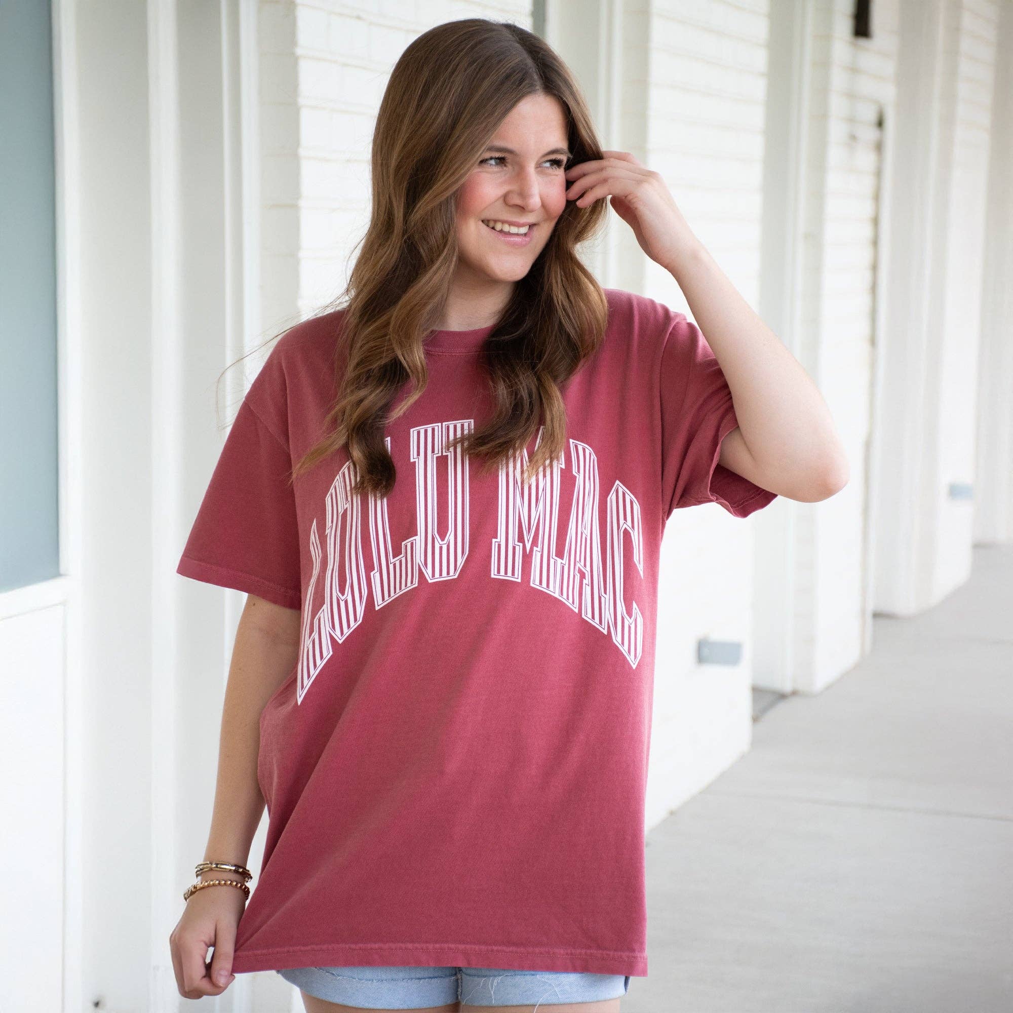 Girlie Girl Originals - Stripe Adult Crimson Comfort Colors Tee
