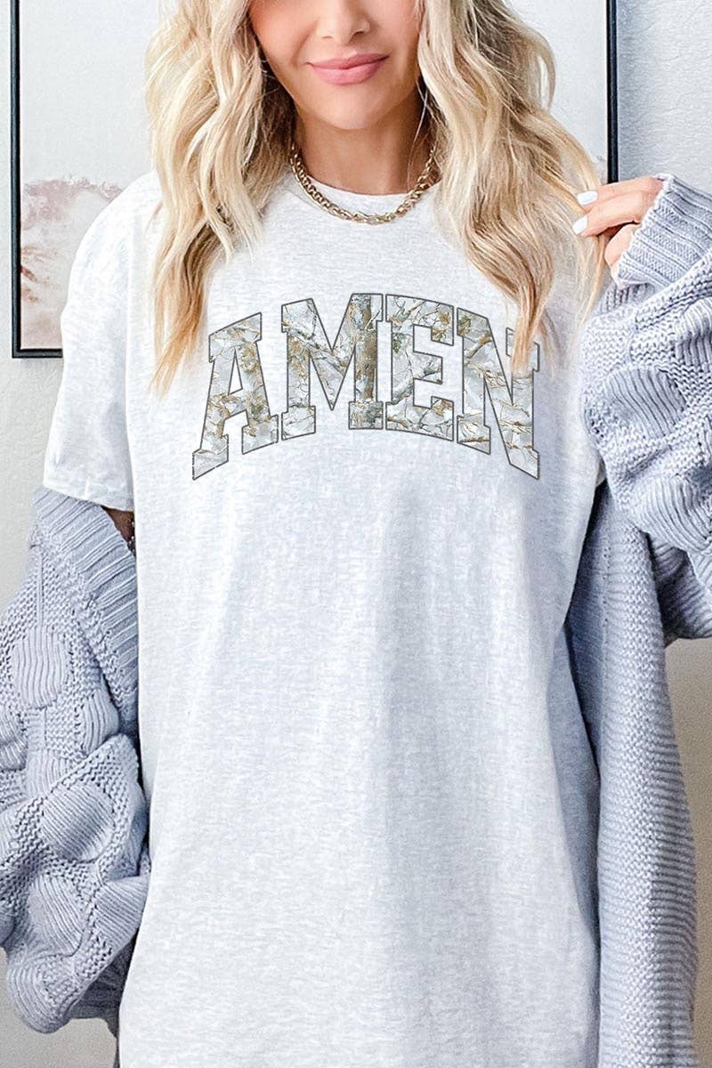 COLORBEAR - Amen Camo Wood Graphic Heavy Cotton Tee