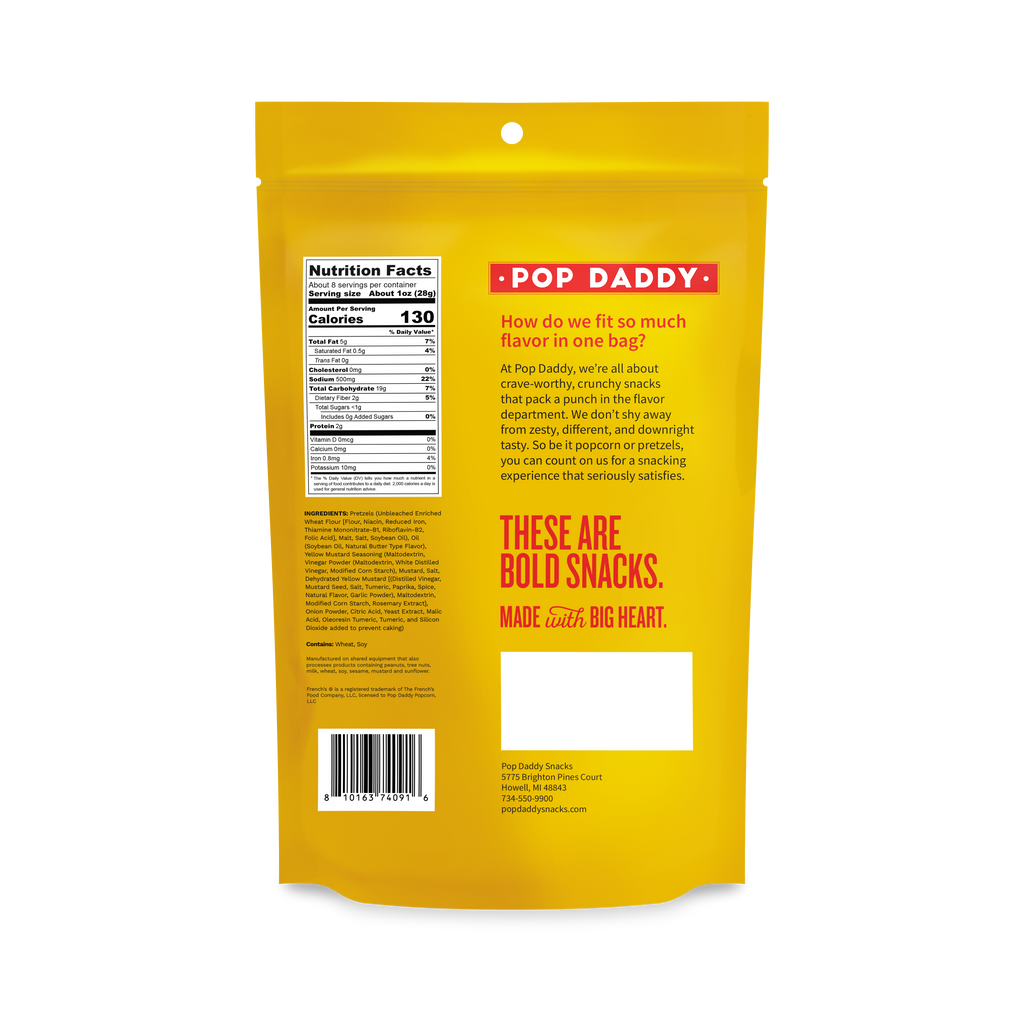 Pop Daddy Snacks - Seasoned Pretzels - 7.5oz - French's Mustard