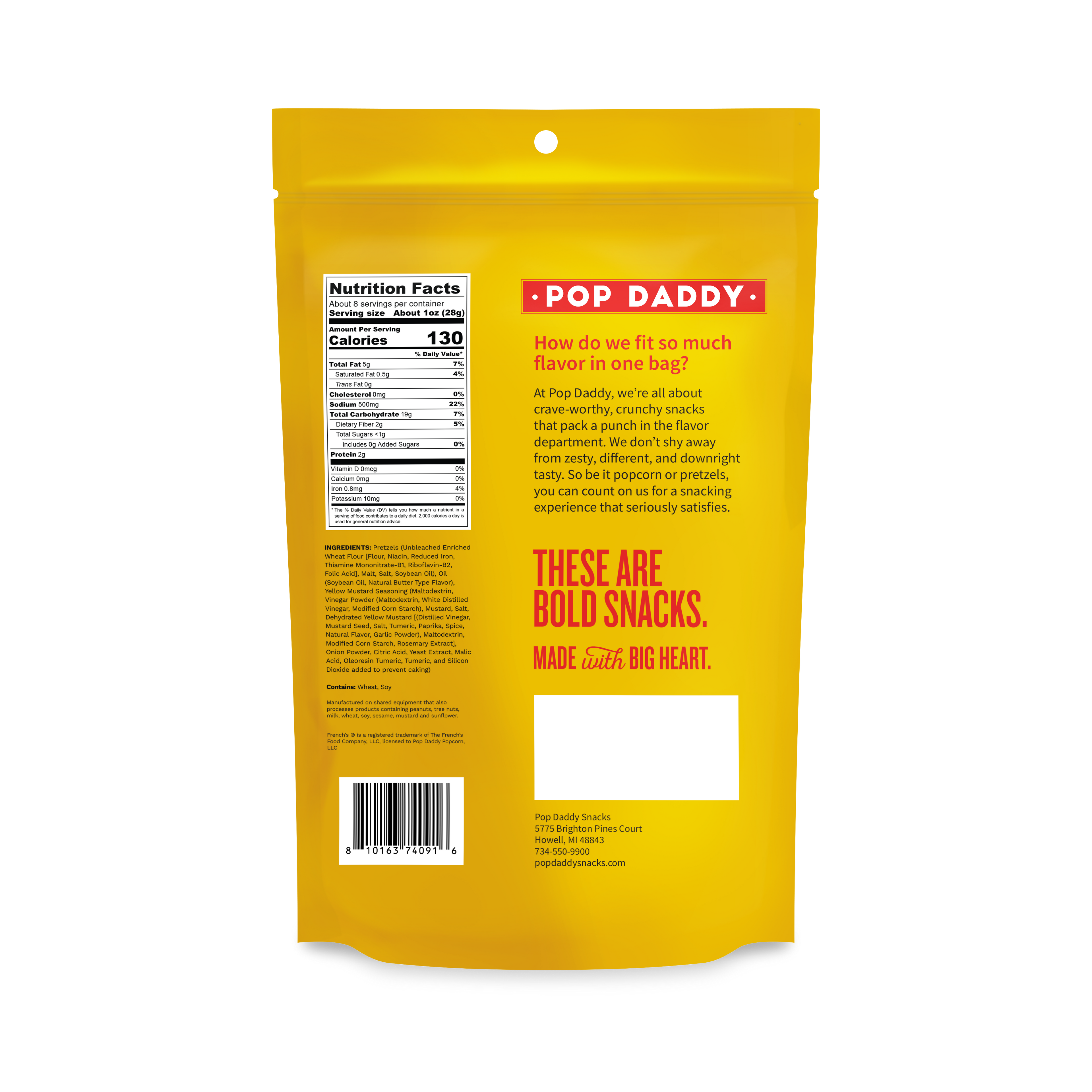 Pop Daddy Snacks - Seasoned Pretzels - 7.5oz - French's Mustard