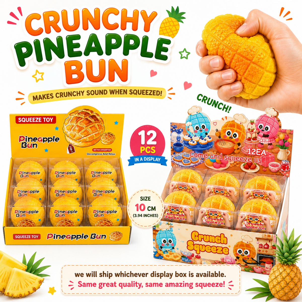 GS Wholesale (Formerly Known as Gypsy Soul) - Crunchy Pineapple Bun ASMR Crunch Squishy Stress Toy