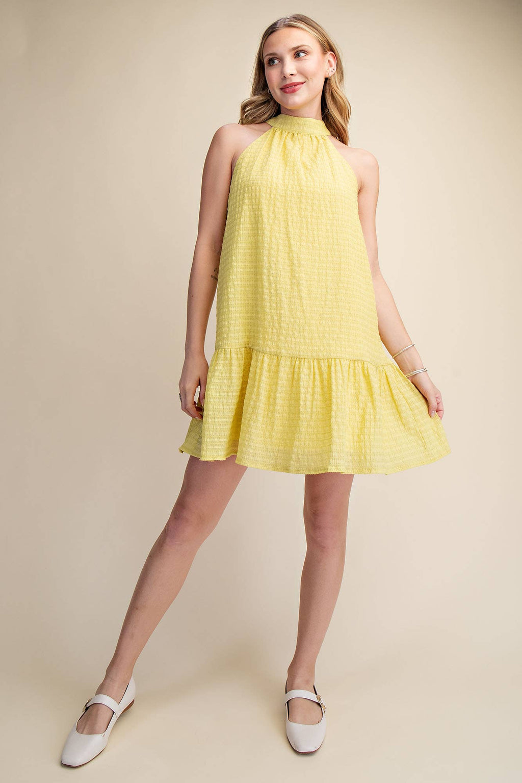 Glam - Bow Neck Halter Mini Dress