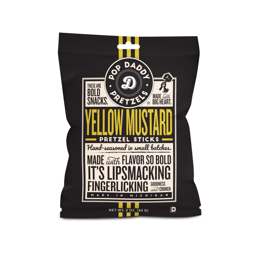 Pop Daddy Snacks - Seasoned Pretzels - 3oz - Yellow Mustard (NEW 12CT)