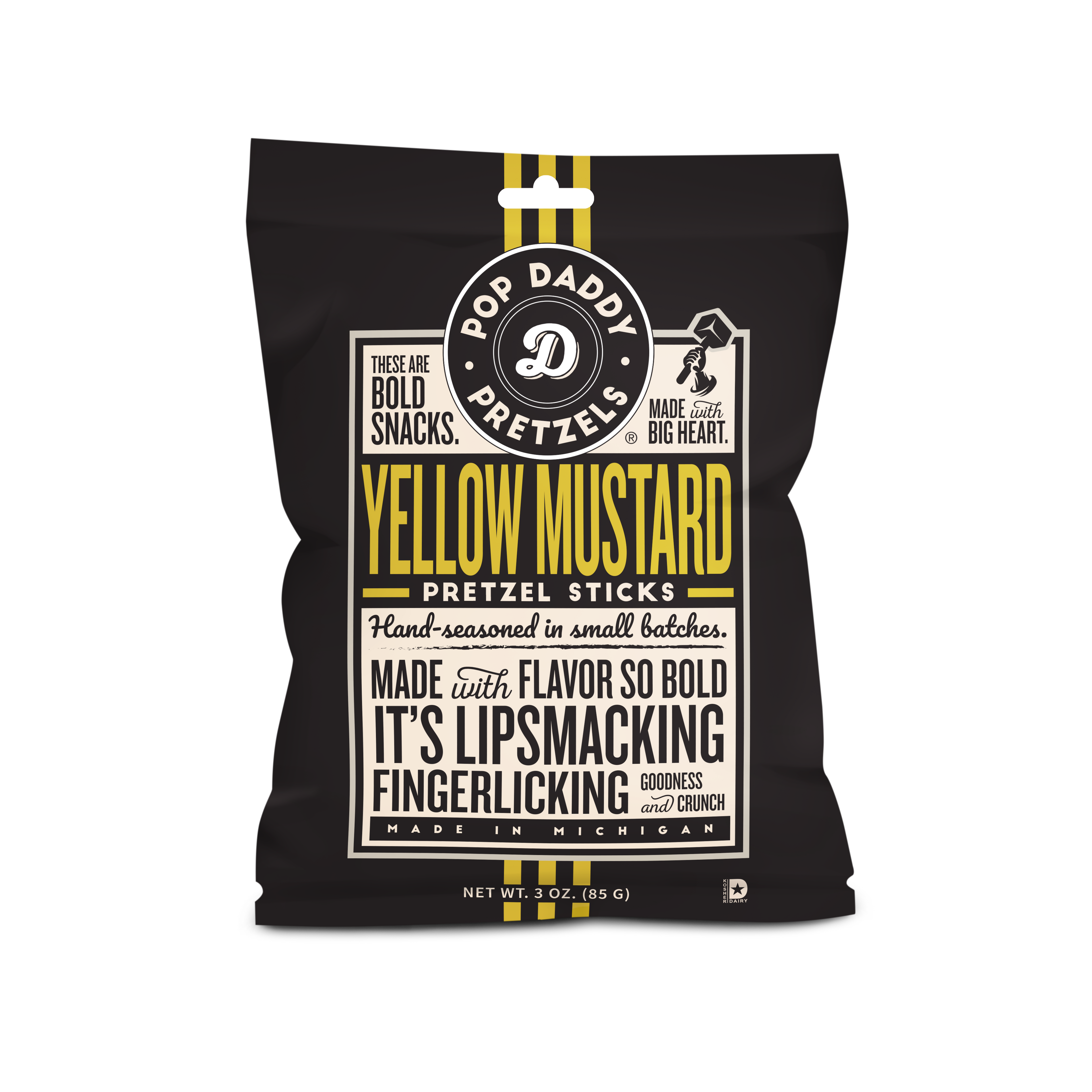 Pop Daddy Snacks - Seasoned Pretzels - 3oz - Yellow Mustard (NEW 12CT)