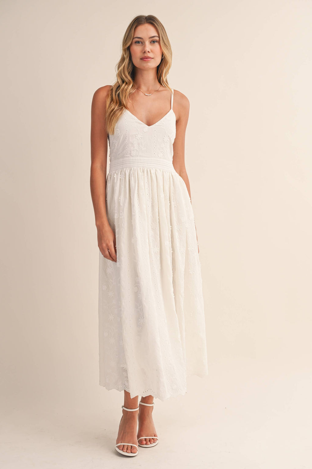 Klesis - ID9523 3D FLORAL DETAILED LACE MIDI DRESS