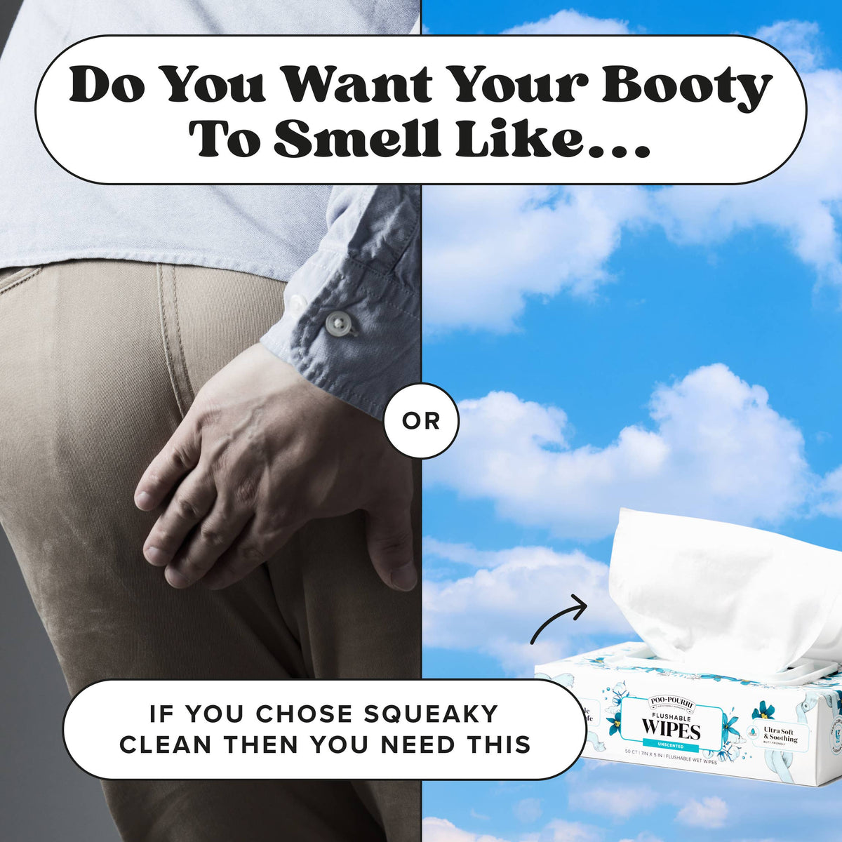 ~Pourri - Unscented Poo~Pourri Flushable Wipes 50ct, Single Packs