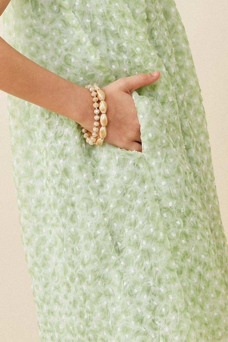 Girls Textured Swiss Dot Flutter Sleeve Dress
