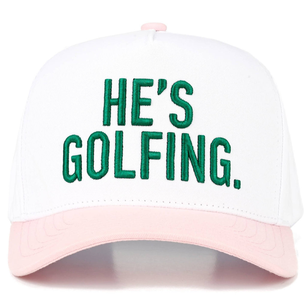 C.C HE'S GOLFING Letter Embroidered on Two Tone Trucker Hat