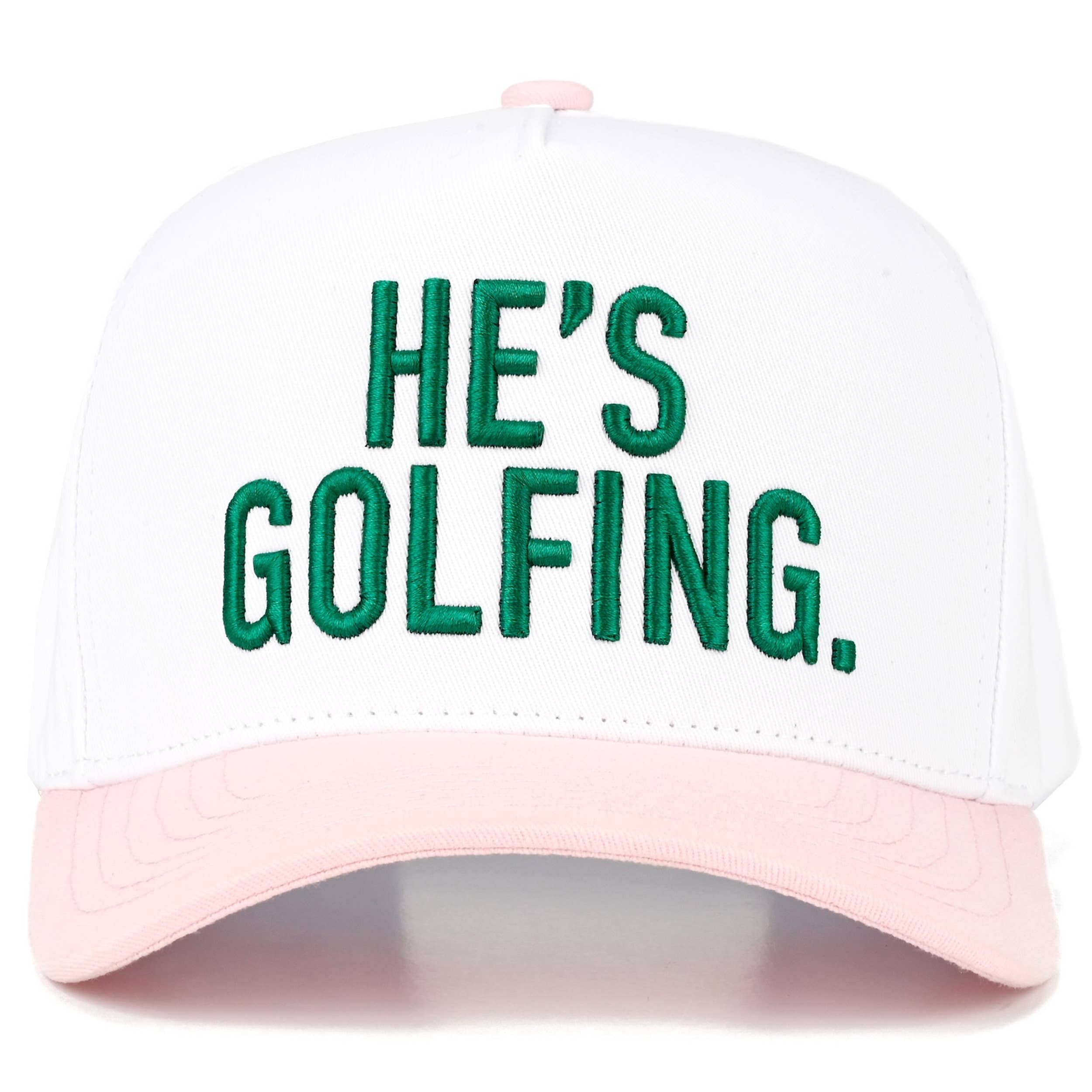 C.C HE'S GOLFING Letter Embroidered on Two Tone Trucker Hat