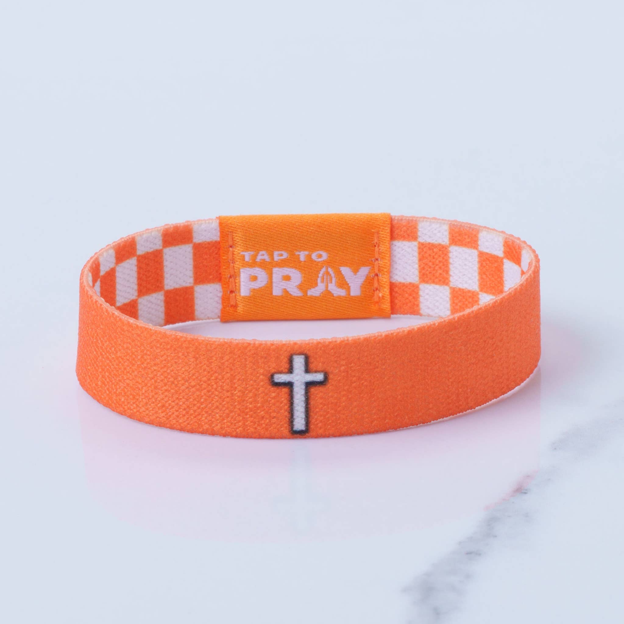 Versible - Tap To Pray™ Wristbands - Orange & White Checkers