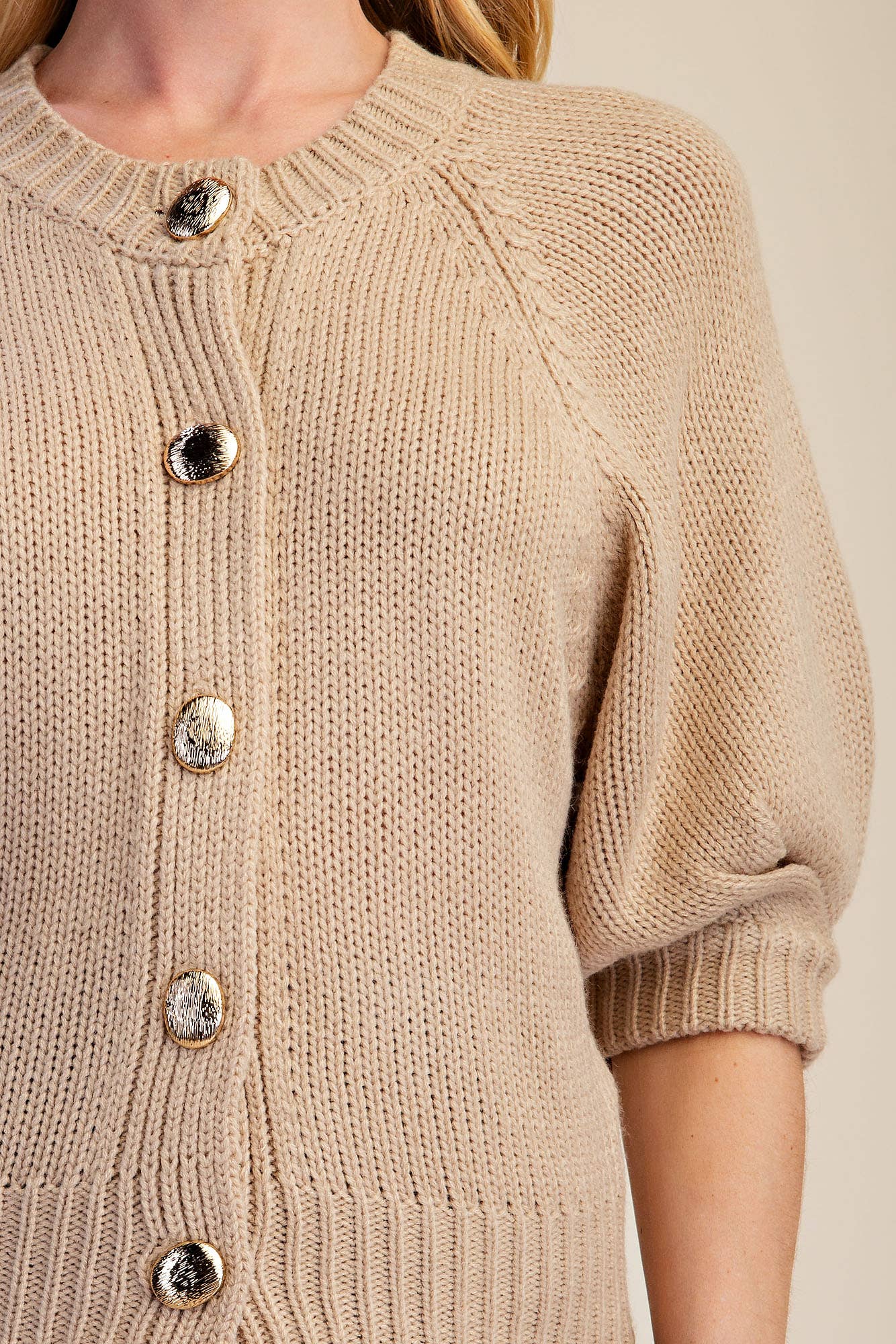 Glam - Puff Sleeve Sweater Cardigan