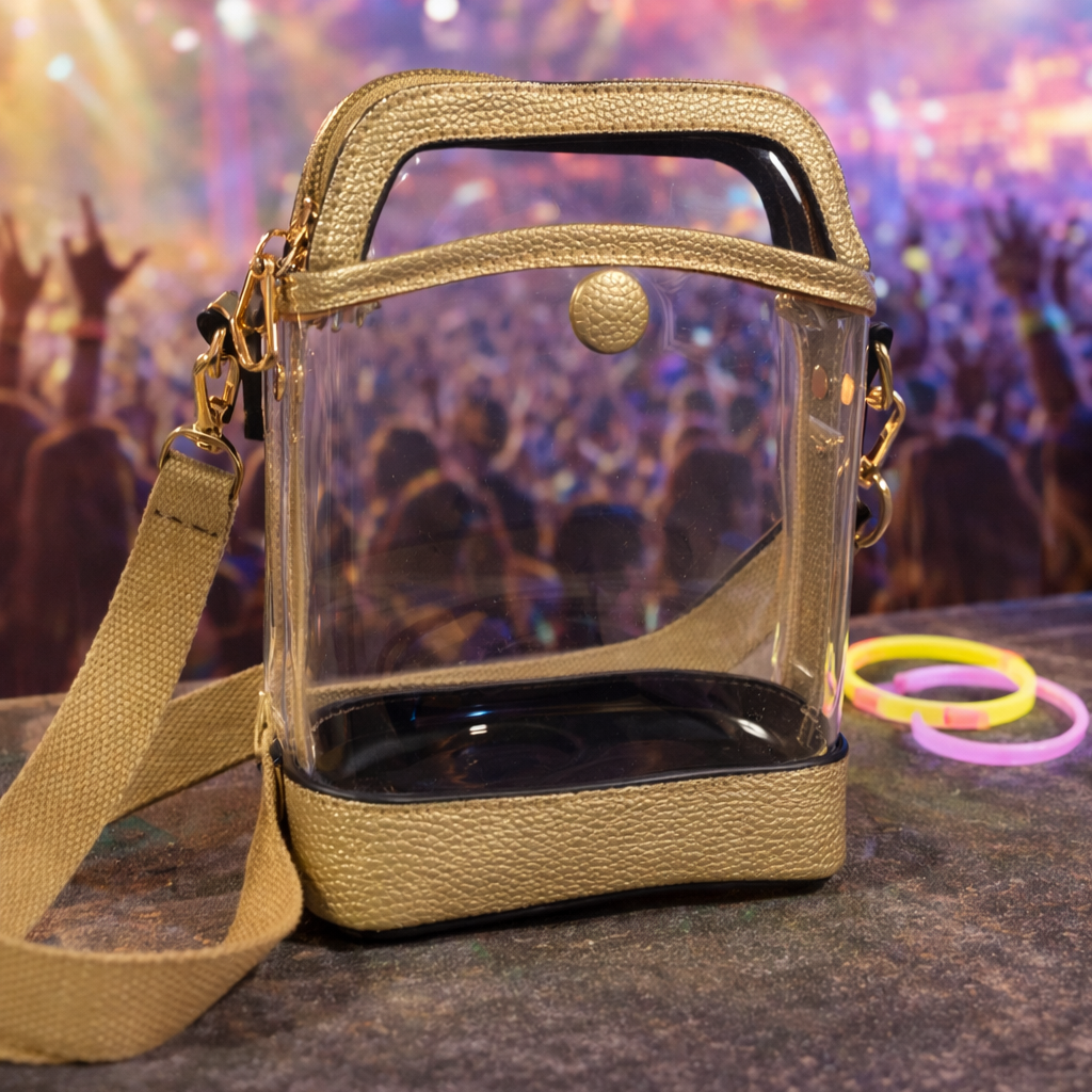 Southern Bloom Collection - Buttoned Up Clear Purse Gold