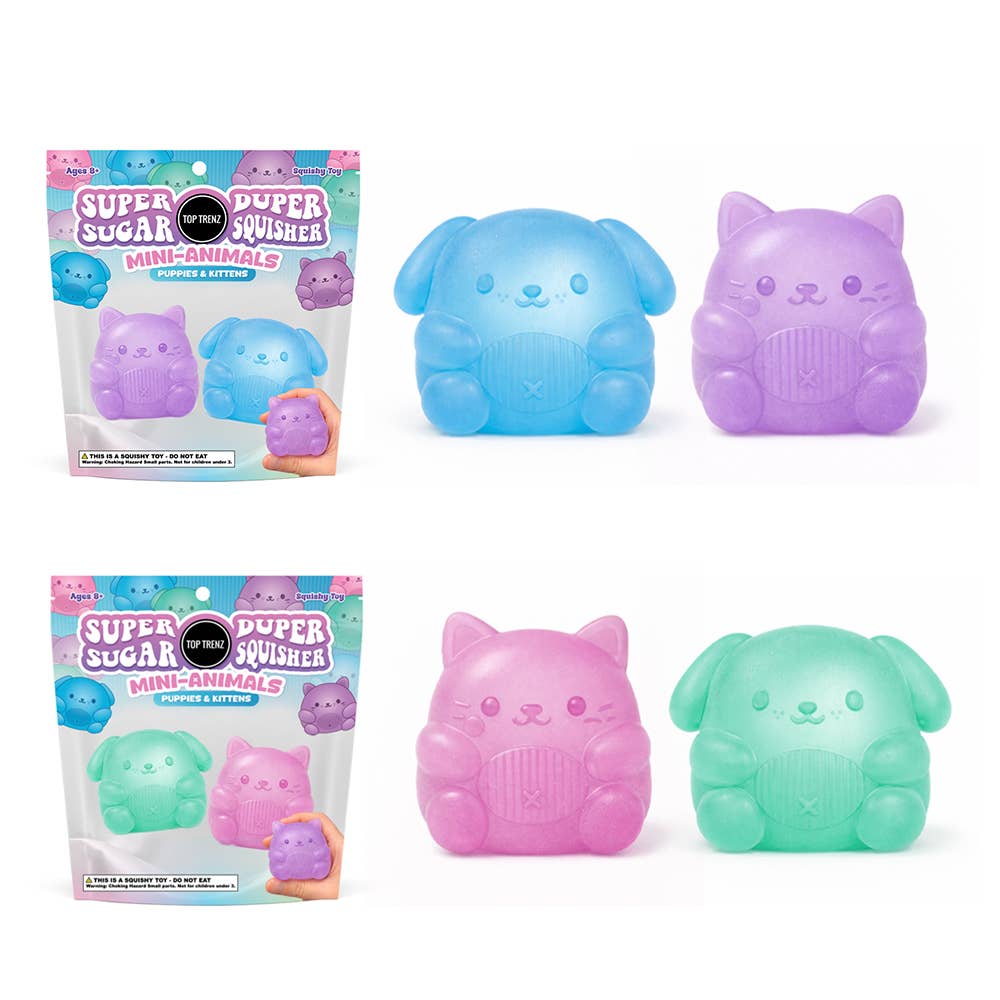 Top Trenz Inc - Super Duper Sugar Squisher - Mini Kitty &Puppy (Two Pack)