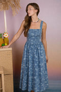 Blu Pepper - FLORAL JACQUARD CORSET DETAIL MIDI DRESS