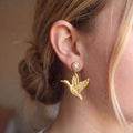 Clay by Courtney - Gold Flying Duck Polymer Clay Earrings, Pearl Studs