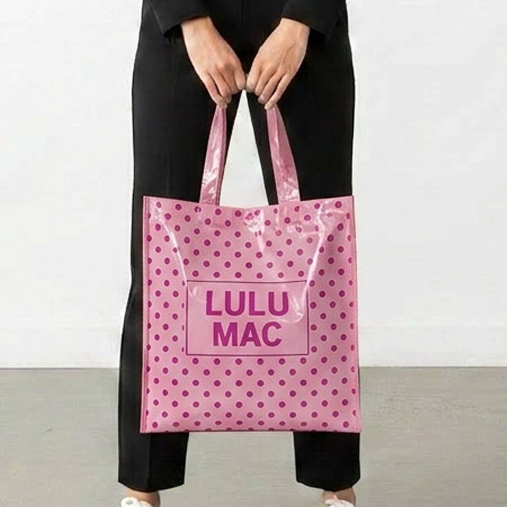 Girlie Girl Originals - LM-BG-1004 REUSABLE TOTE-LIGHT PINK HOT PINK DOT