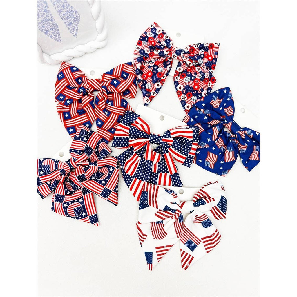 Love and Repeat - American Flag Bow Hair Clip Set