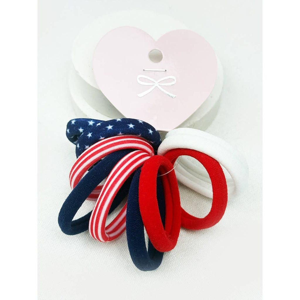 Love and Repeat - USA Theme and Solid Combined Neutral Tone Hair Tie Set